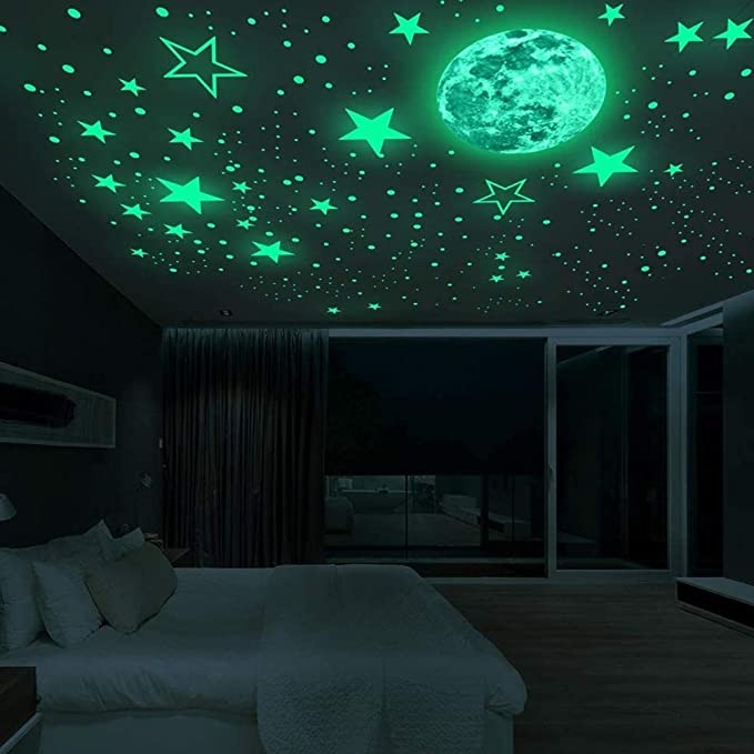 Wallsticker - Stars Moon and Dots / 435 pcs / Glow in the Dark from Namly