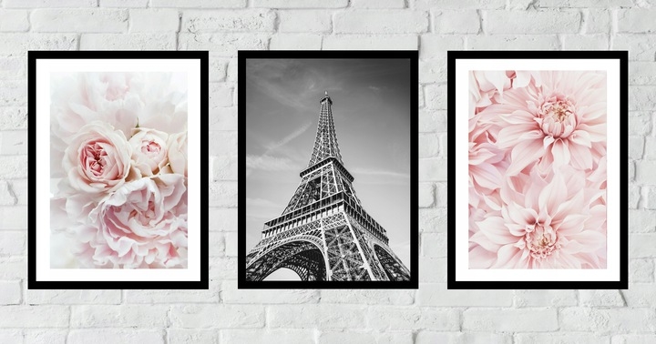 Posters - Flowers and Eiffel Tower / Set of 3 from Namly